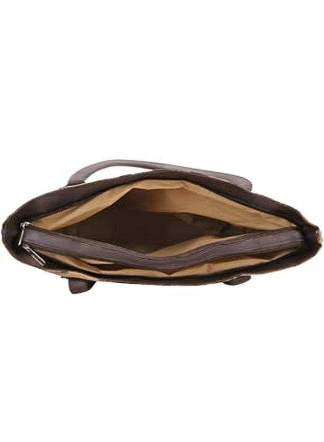 Nexeura Striped Polyurethane Women’s Handbag | Large 10L Capacity Shoulder Tote | Lightweight Casual Purse for Girls & Ladies | 36 x 7 x 30 cm 400g (BROWN) - Image 4